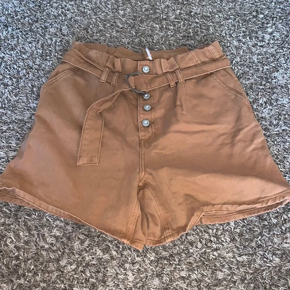Free people brown high-rise shorts, size 6.